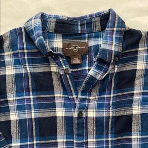 Casual Blue and Black Plaid Button Down Shirt